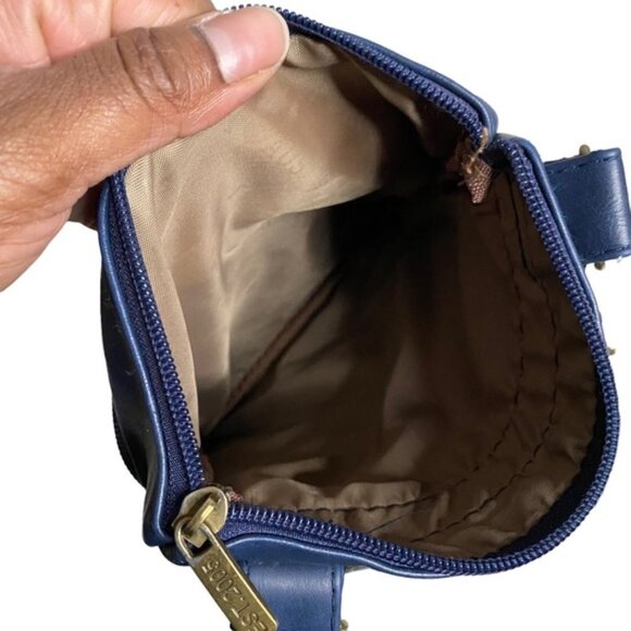 Kangaroo Three Zip Blue Shoulder Bag - Picture 3 of 5